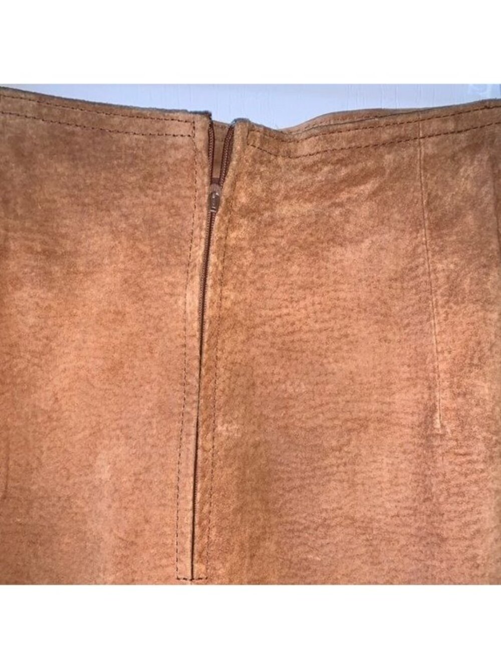 Brandon Thomas Womens Camel Leather Midi Skirt Size 12 - Picture 7 of 10